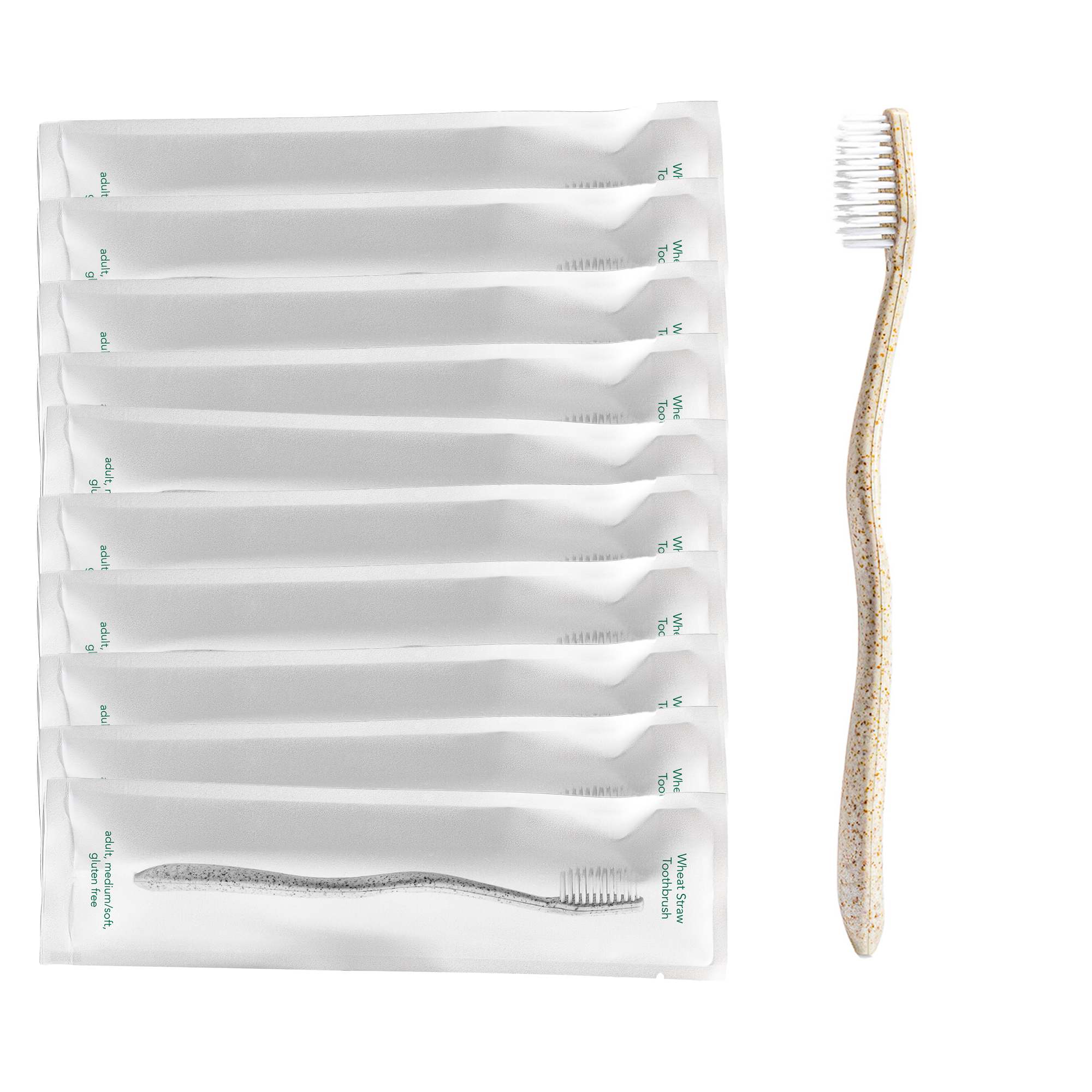 Gentle Green Toothbrush Family Pack (10 Count) – Eco-Friendly Wheat Straw Toothbrushes for Sensitive Teeth | BPA-Free, Travel-Friendly, Plastic-Free by Terra & Co.