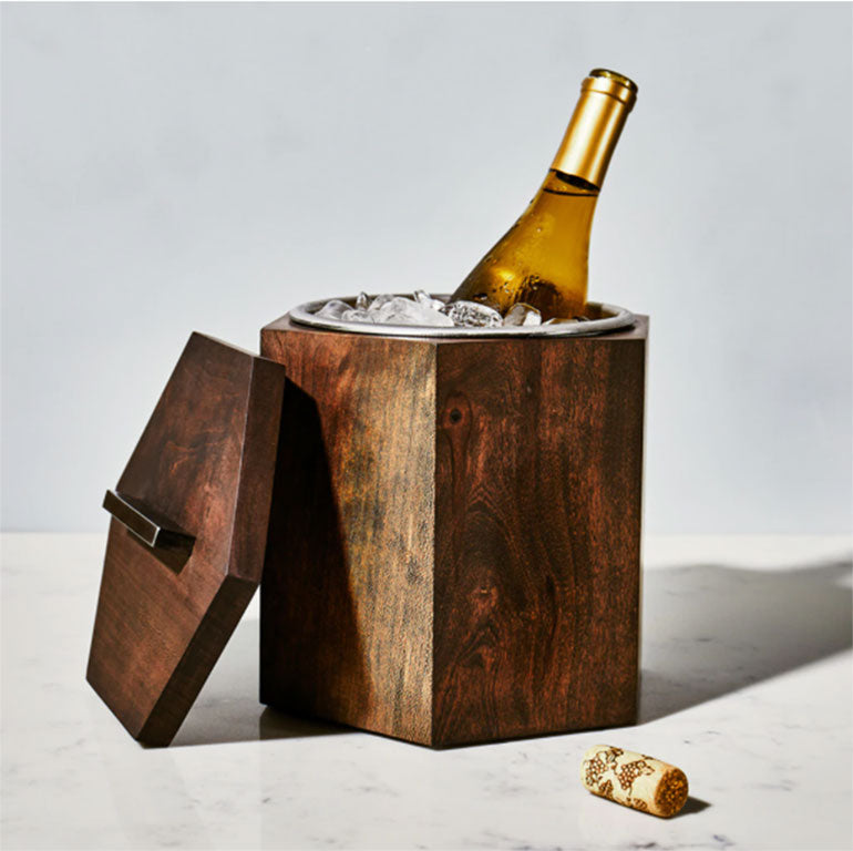 Unique Wooden Ice Bucket in Blackened Cherry by Alabama Sawyer