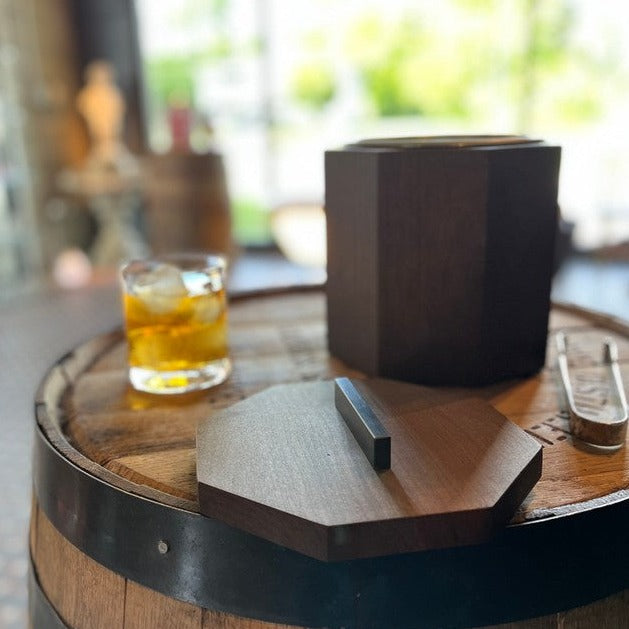 Unique Wooden Ice Bucket in Blackened Cherry by Alabama Sawyer