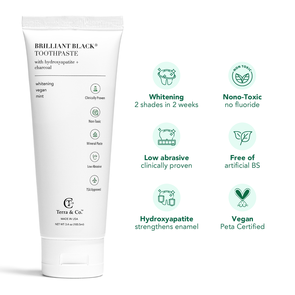 Natural Charcoal Toothpaste + Hydroxyapatite Bundle – Fluoride-Free Whitening & Remineralizing Duo by Terra & Co.
