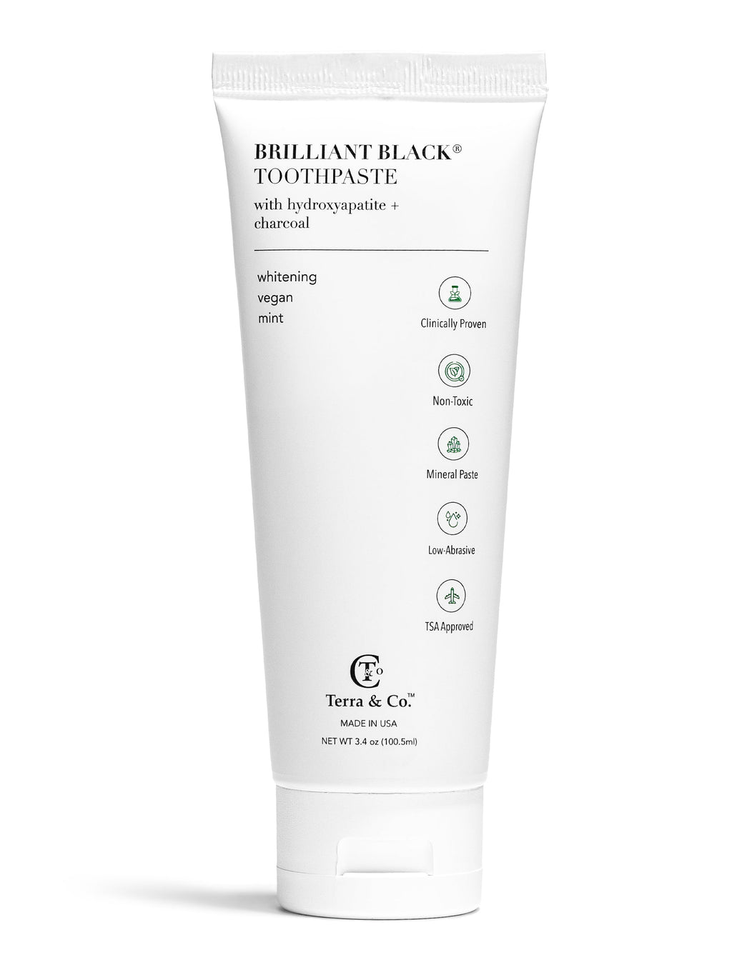 Brilliant Black® Charcoal Whitening Toothpaste with Micro-Hydroxyapatite by Terra & Co.
