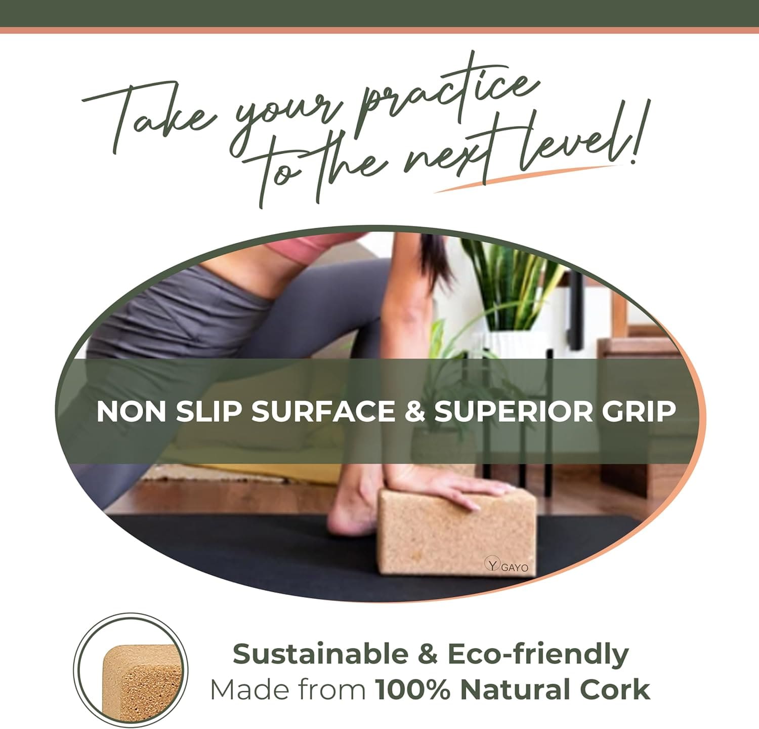 Sustainable Large Cork Yoga Blocks & Strap Set