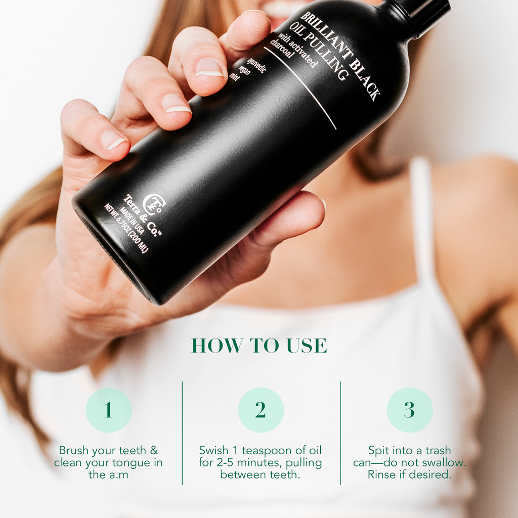 Brilliant Black® Oil Pulling – Ayurvedic Mouthwash for Teeth Whitening, Detox & Gum Health by Terra & Co.