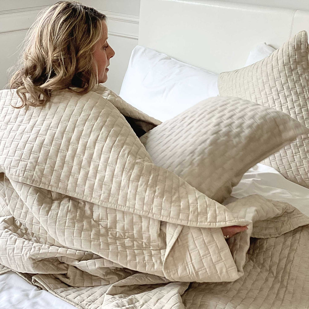 Bamboo Cotton Quilted Coverlet, Twin - Sand