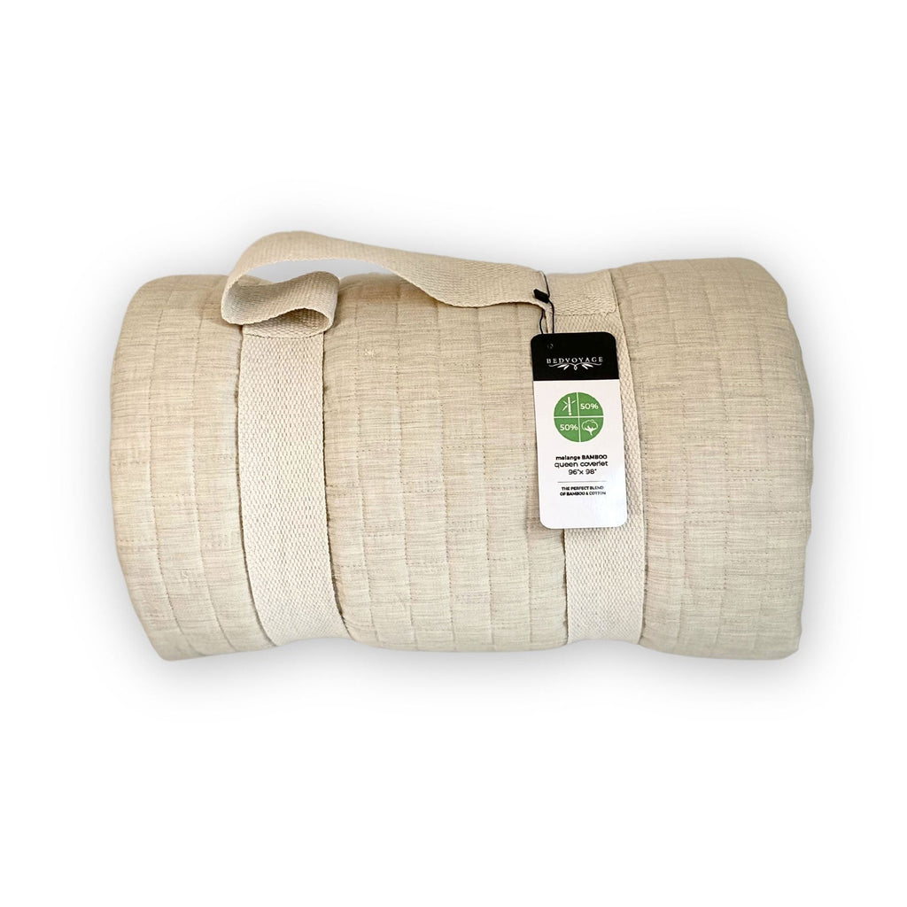 Bamboo Cotton Quilted Coverlet, Twin - Sand