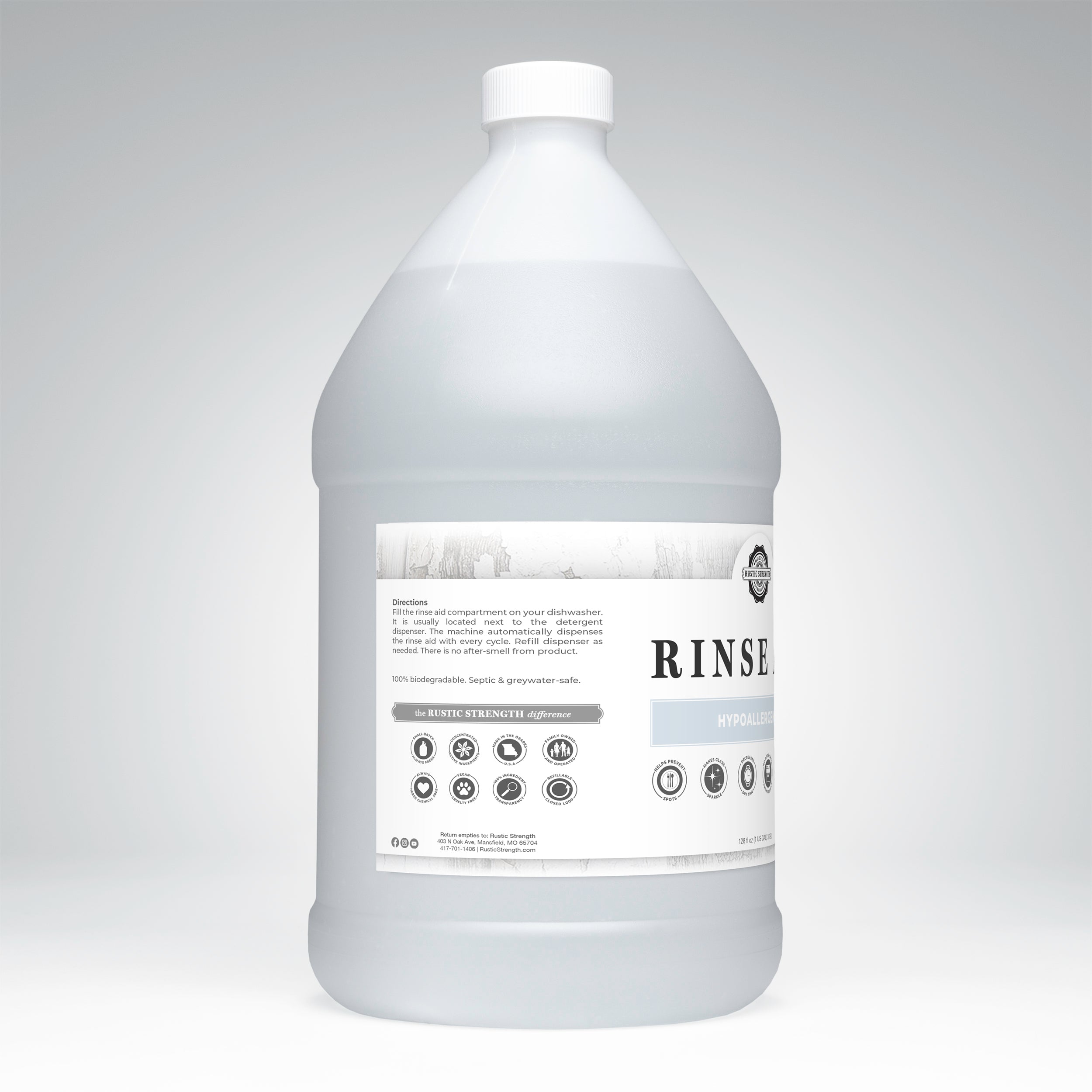 Rinse Aid for Automatic Dishwashers | Unscented by Rustic Strength
