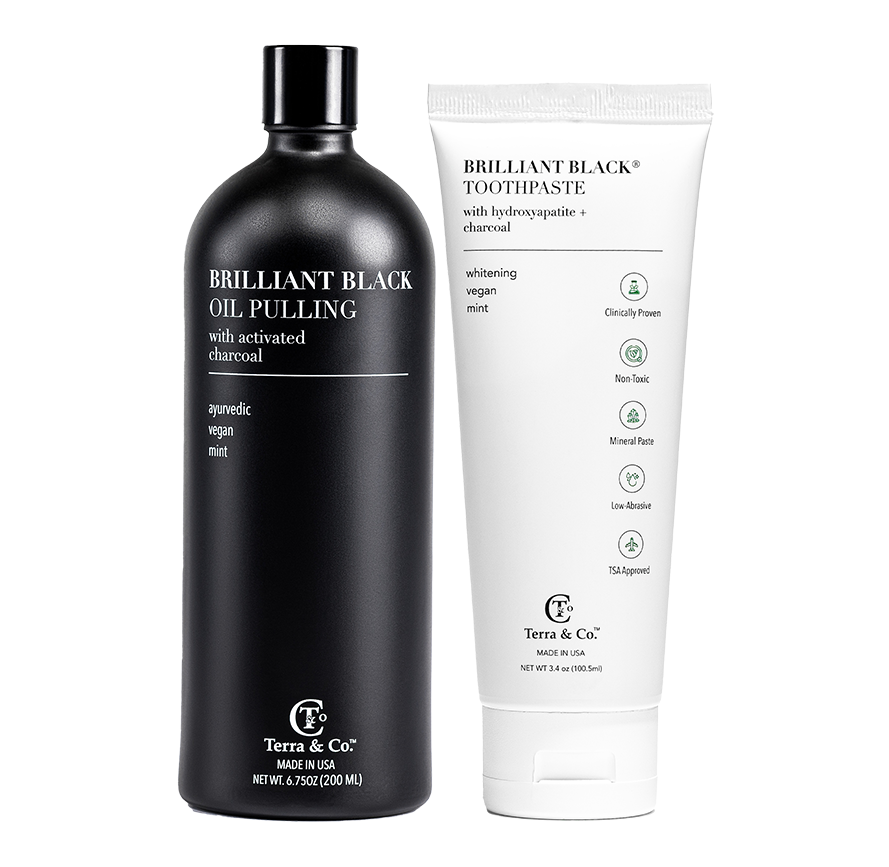 Brilliant Black® Oil Pulling – Ayurvedic Mouthwash for Teeth Whitening, Detox & Gum Health by Terra & Co.