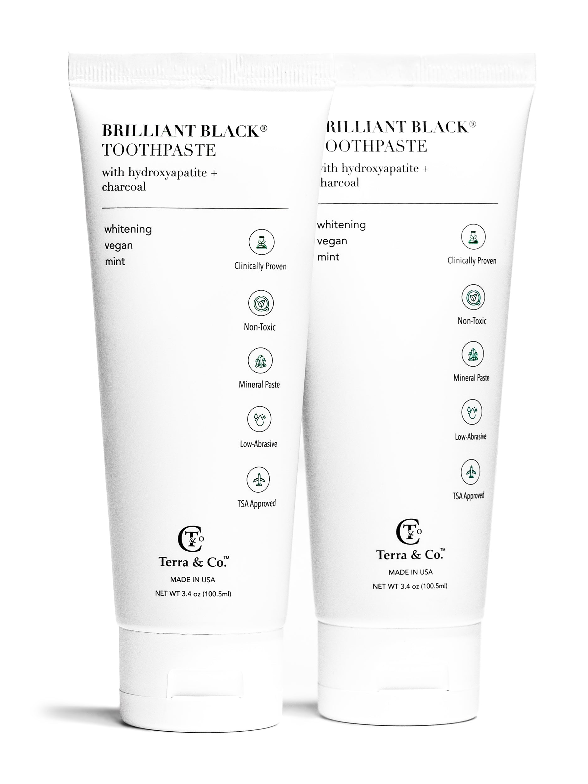 Natural Charcoal Toothpaste + Hydroxyapatite Bundle – Fluoride-Free Whitening & Remineralizing Duo by Terra & Co.