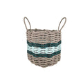 Lobster Rope Basket Tan and Seafoam, Hunter Green Accents