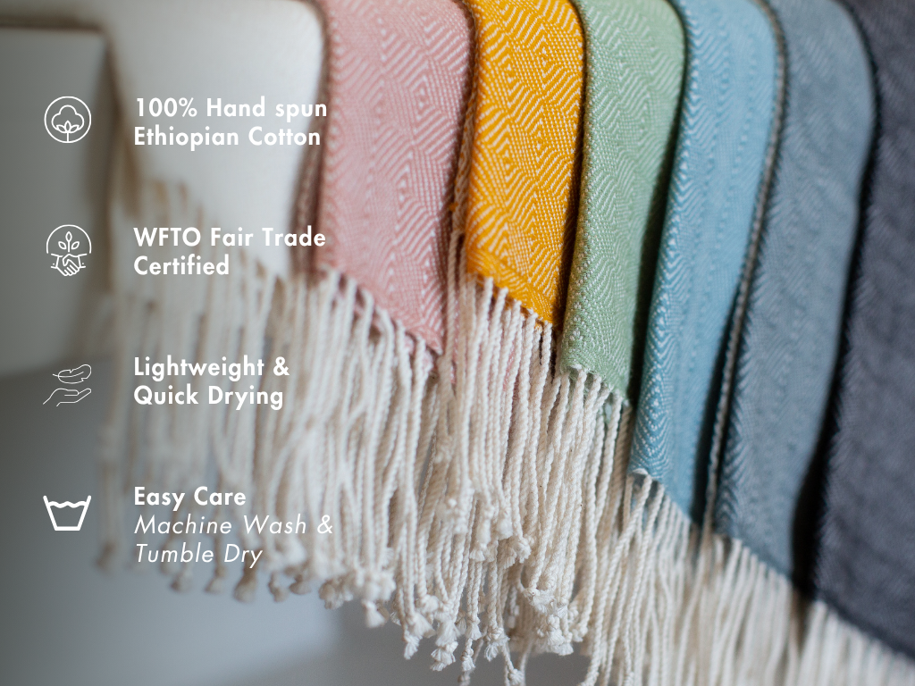 Almaz Handwoven Ethiopian Cotton Hand Towel by Sabahar