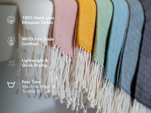 Almaz Handwoven Ethiopian Cotton Hand Towel by Sabahar