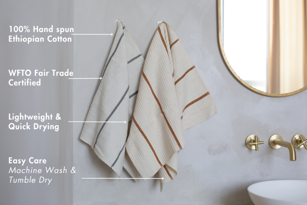 Wari Handwoven Ethiopian Cotton Waffle Hand Towel