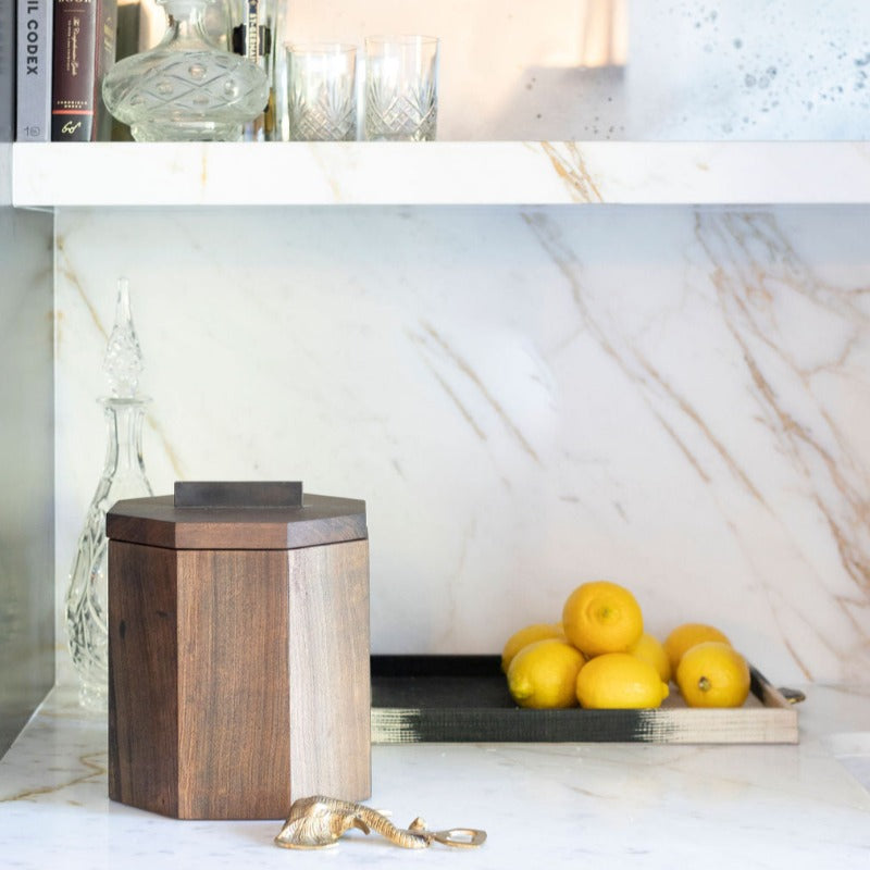 Unique Wooden Ice Bucket in Blackened Cherry by Alabama Sawyer