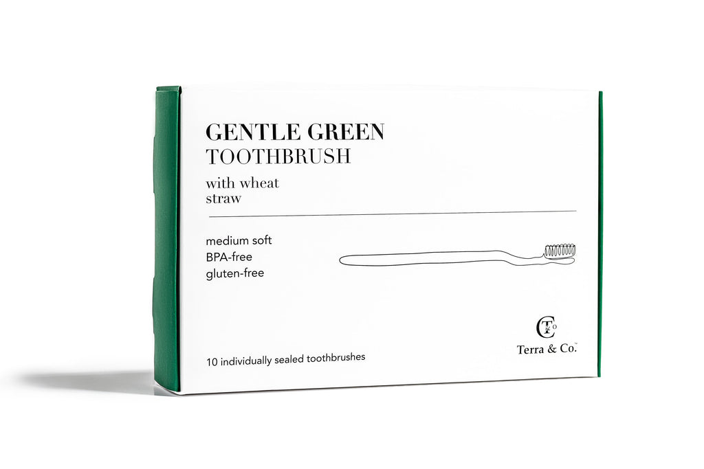 Gentle Green Toothbrush Family Pack (10 Count) – Eco-Friendly Wheat Straw Toothbrushes for Sensitive Teeth | BPA-Free, Travel-Friendly, Plastic-Free by Terra & Co.