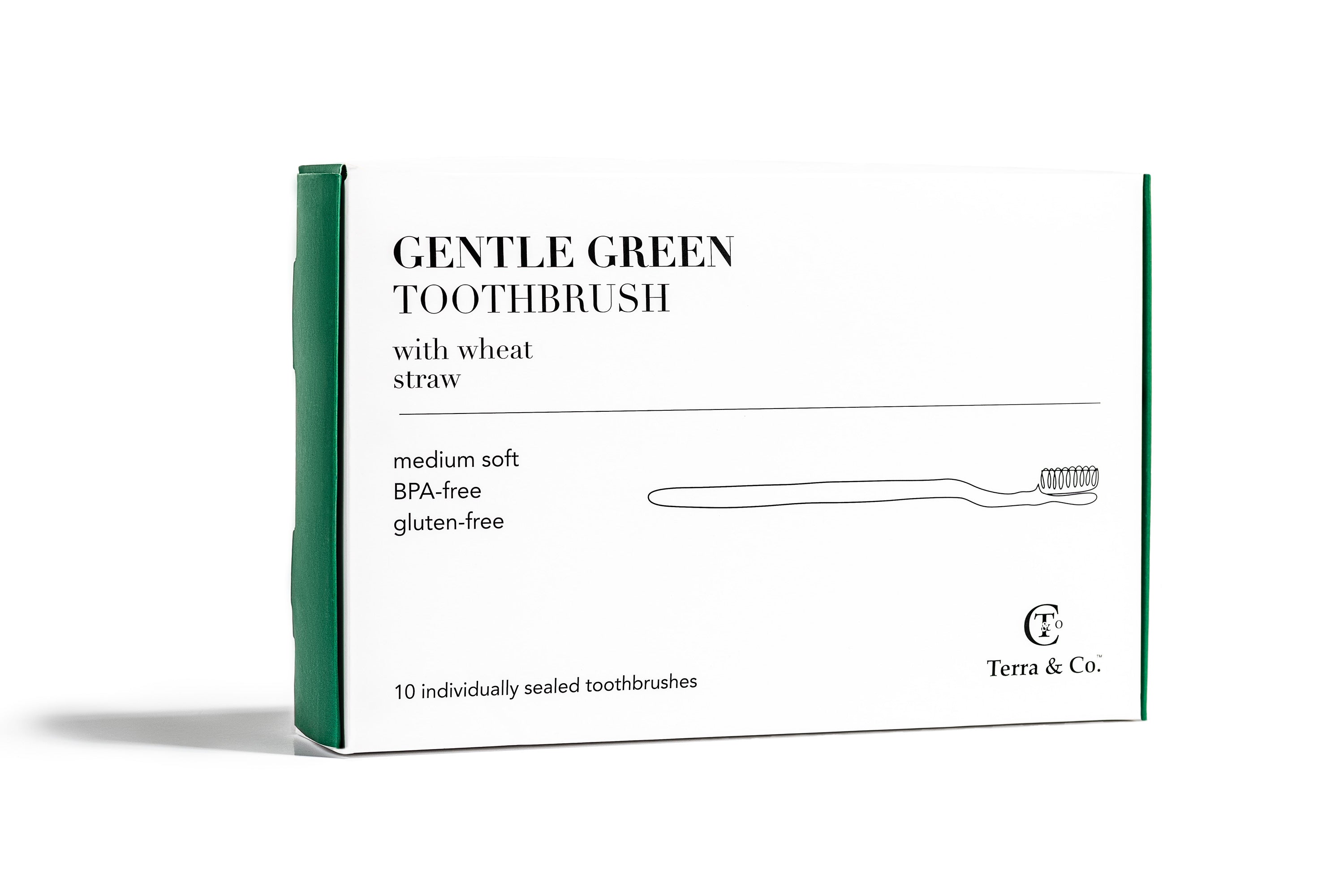 Gentle Green Toothbrush Family Pack (10 Count) – Eco-Friendly Wheat Straw Toothbrushes for Sensitive Teeth | BPA-Free, Travel-Friendly, Plastic-Free by Terra & Co.