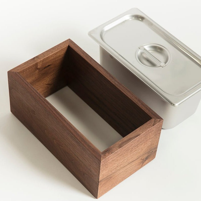 Countertop Compost Bin - Noaway© in Walnut Wood and Stainless Steel by Alabama Sawyer