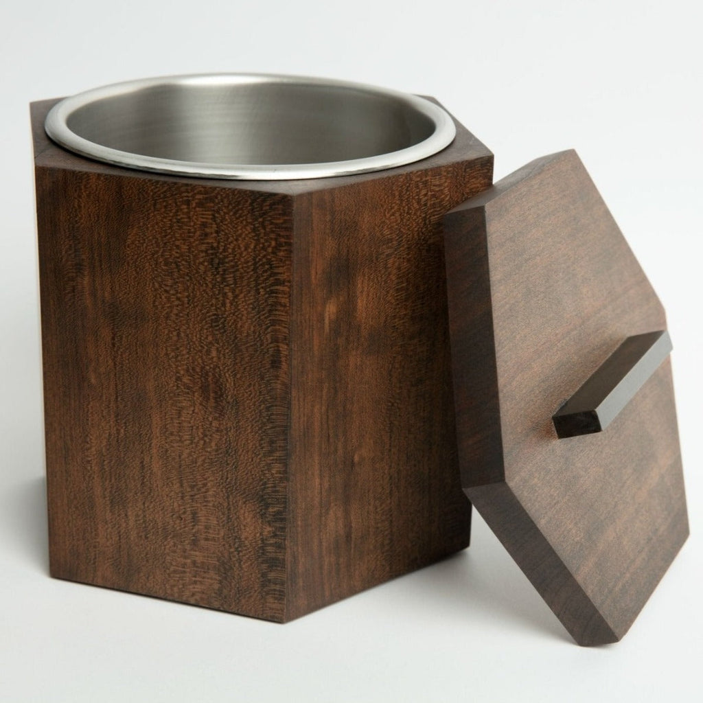 Unique Wooden Ice Bucket in Blackened Cherry by Alabama Sawyer